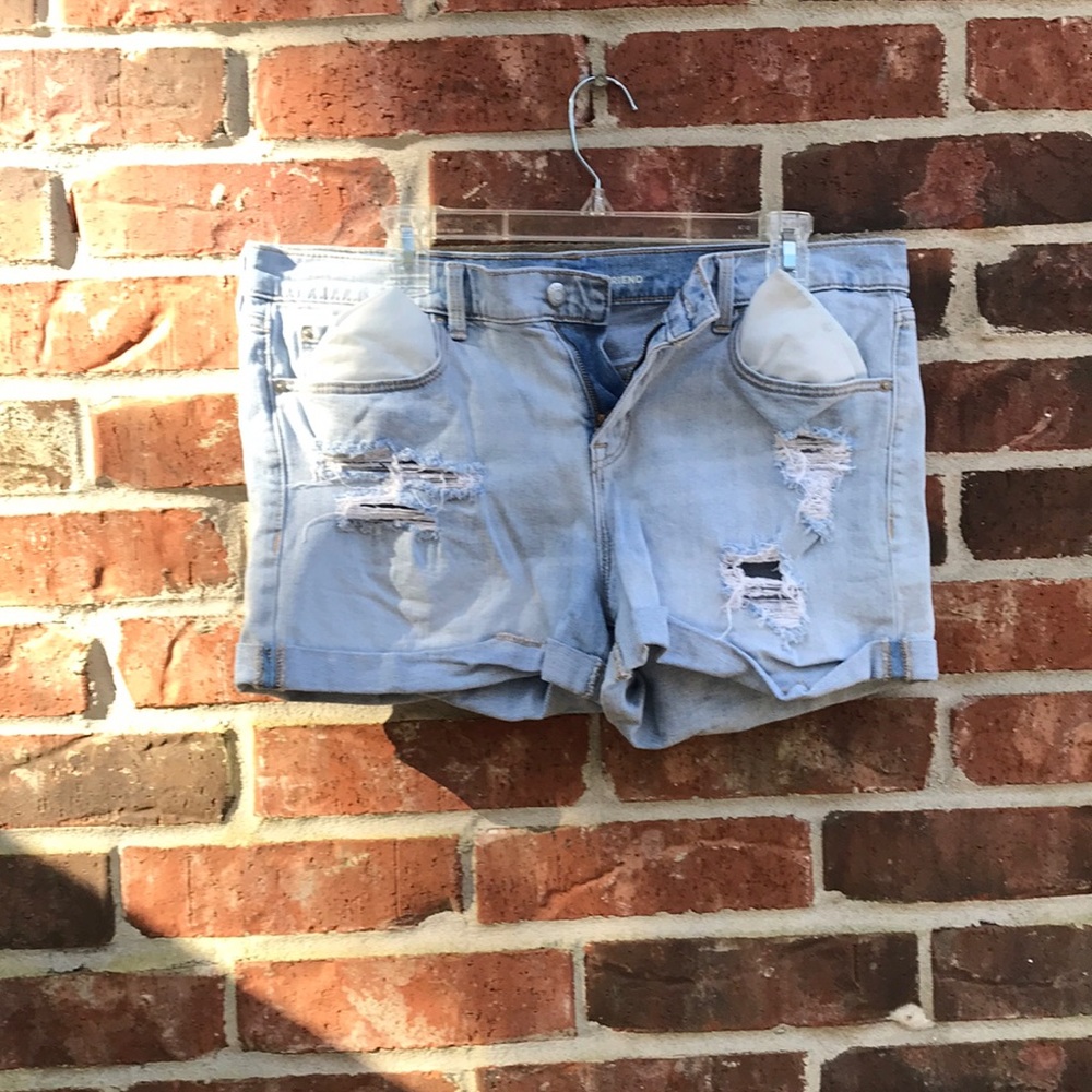 Light wash ripped shorts